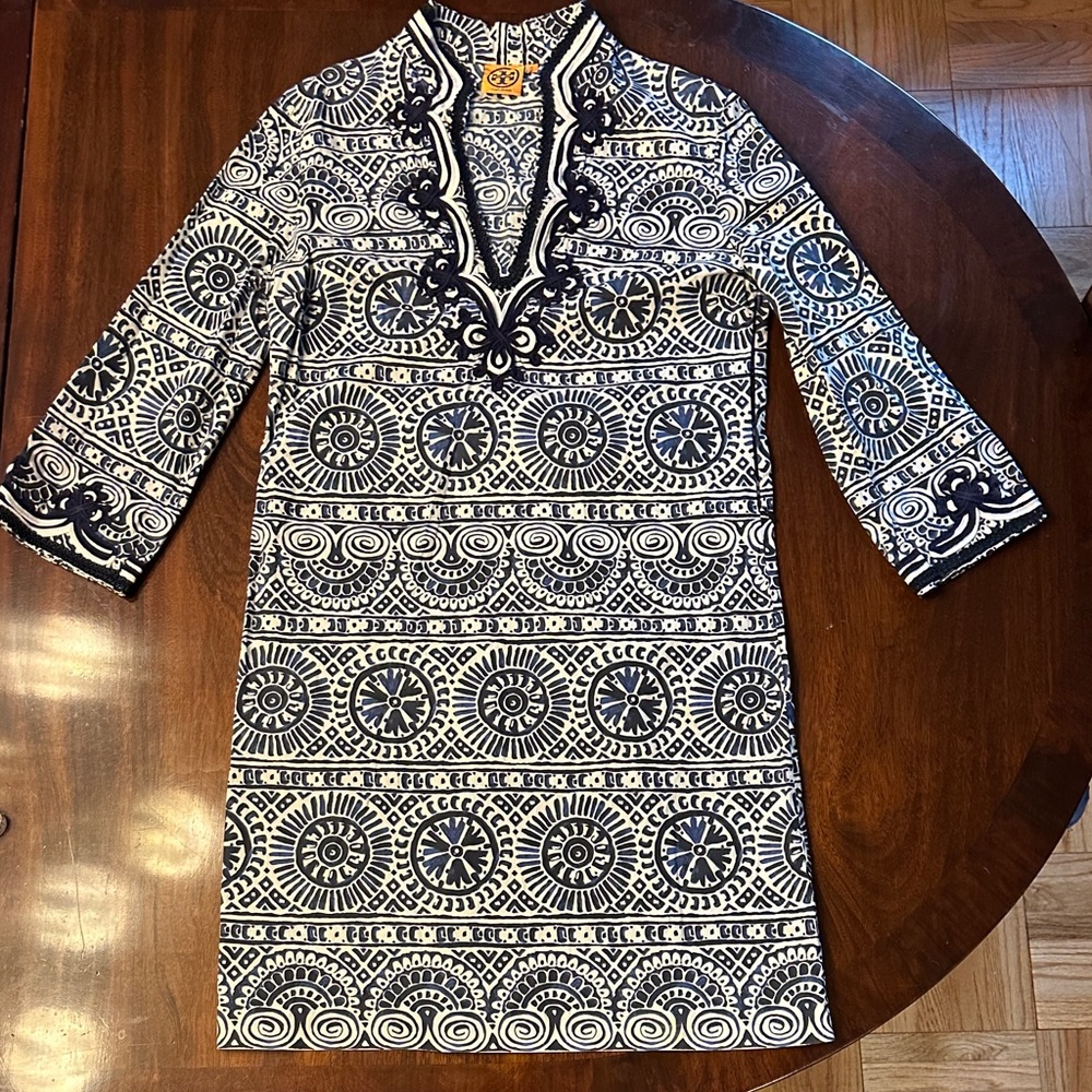 Tory Burch Blue and White Patterned Dress